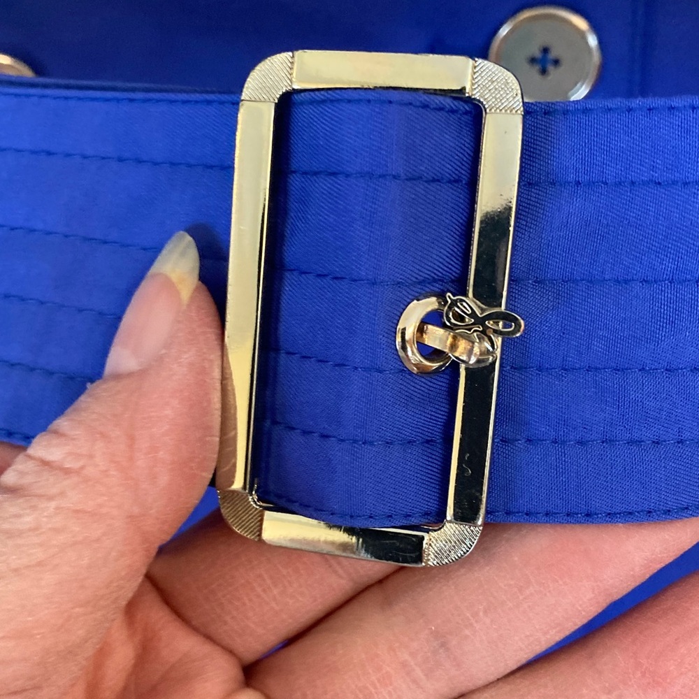 Sam Edelman Royal Blue Trench Coat with Studded Collar - Picture 7 of 13